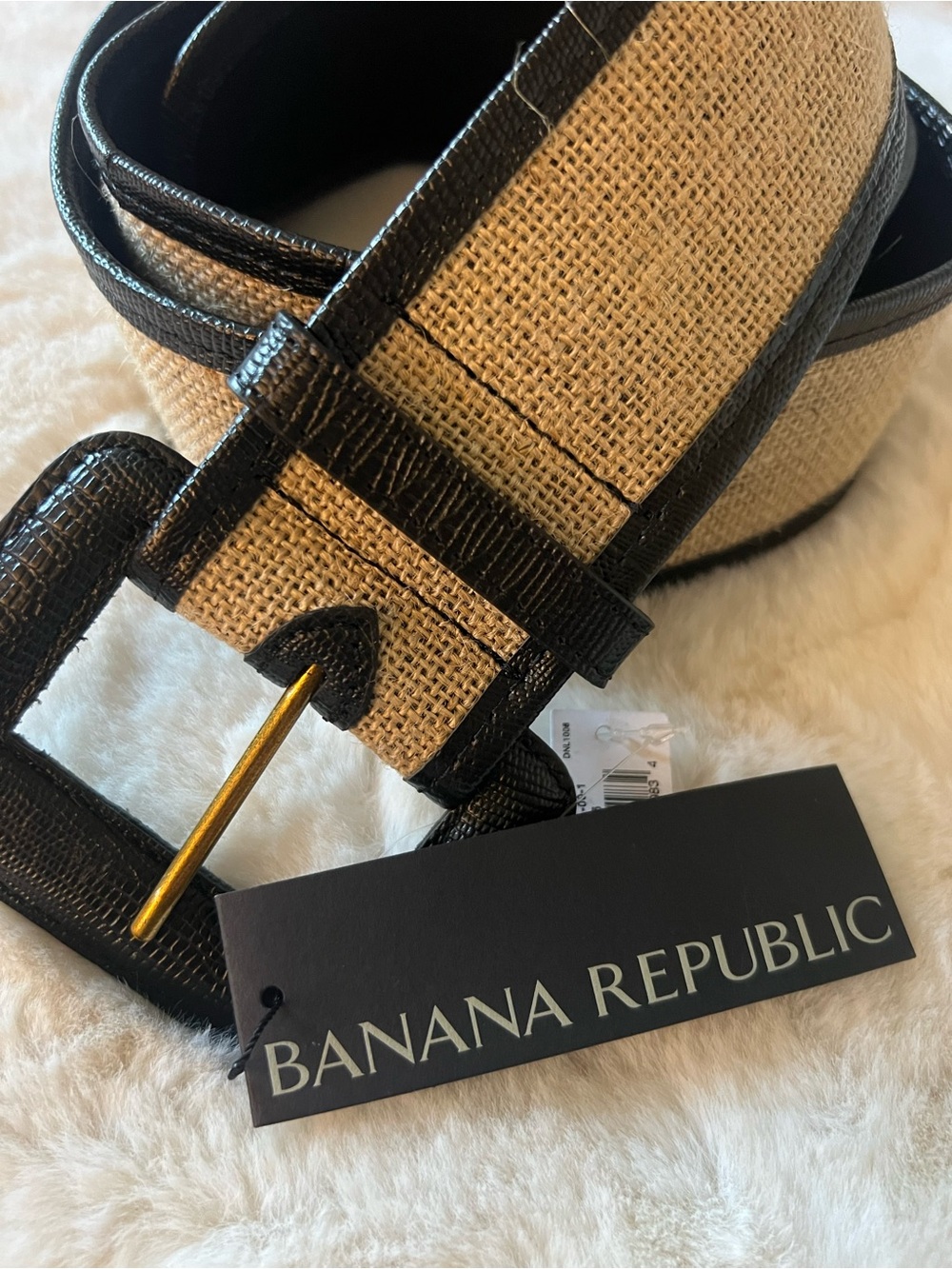 Banana Republic Heritage Rivera Wide Jute & Leather Belt / XXL / NWT